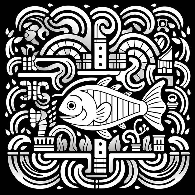 Photo create a childrens maze for a fish coloring book