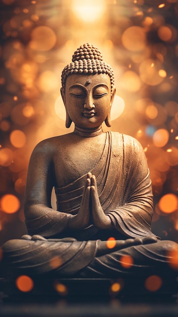 Create a Closeup Poster of a Buddha Statue with Folded Hands