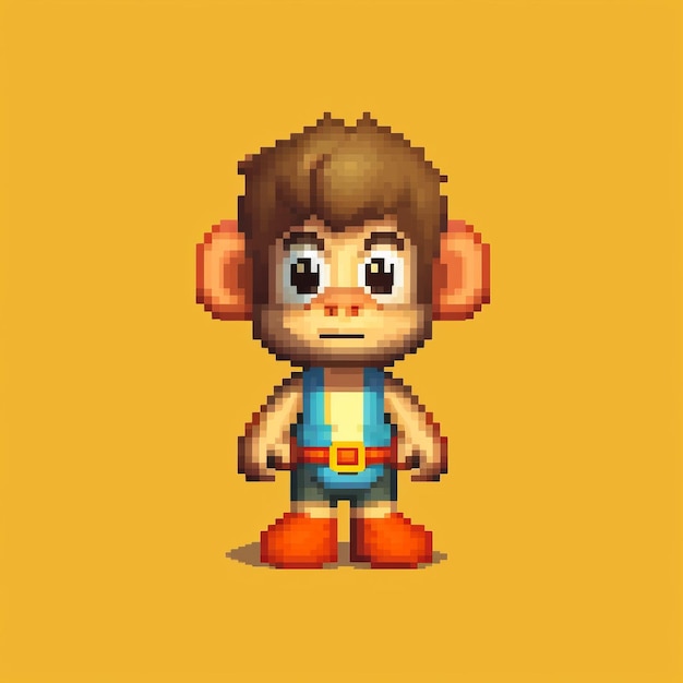 Create a cute monkey character in minecraft with pixel art