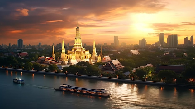 Create the emerald Buddha view on River in Bangkok wide angle impressive inspire s400