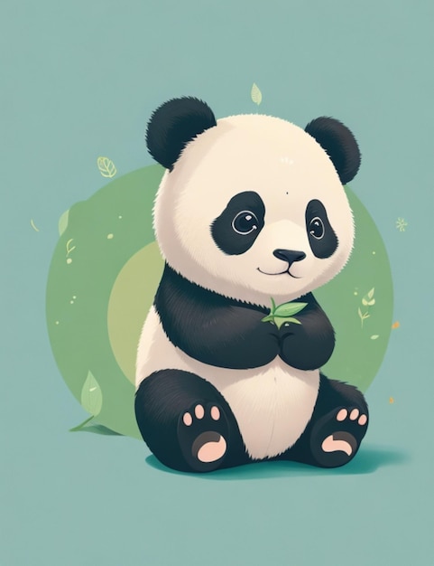 Создайте плоскую иллюстрацию милой панды, выполненную в высокодетализированном чистом векторном стиле.