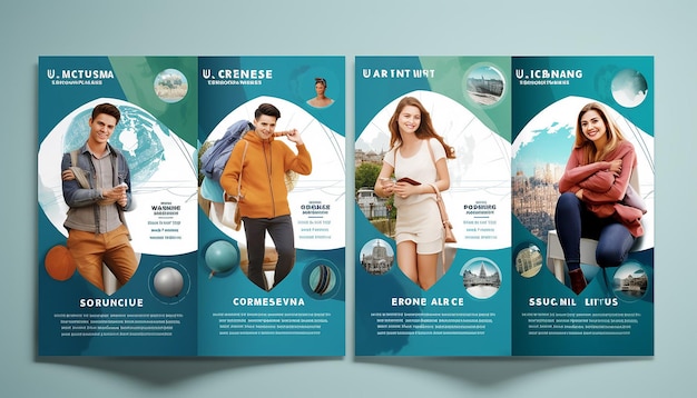 Photo create a flyer where students are going abroad for a higher studies