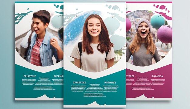 create a flyer where students are going abroad for a higher studies