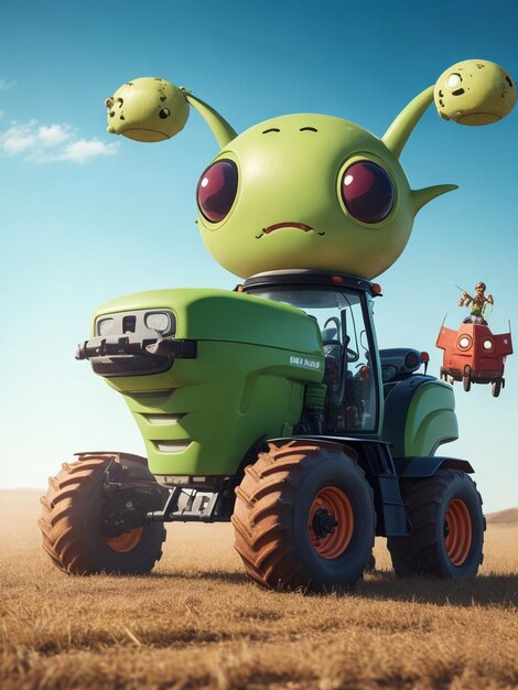 Photo create an funny alien body all and tractor