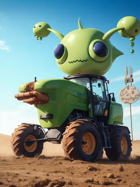 Photo create an funny alien body all and tractor