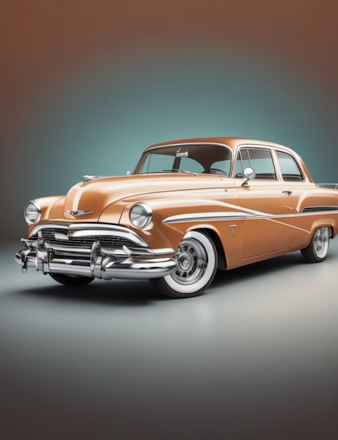 Create a highly detailed clean vector image of a retro car against a flat white background