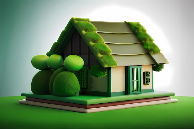 create an imag Gradient illustration of GREEN HOME in natural background