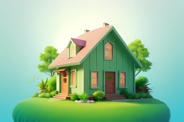 create an imag Gradient illustration of GREEN HOME in natural background