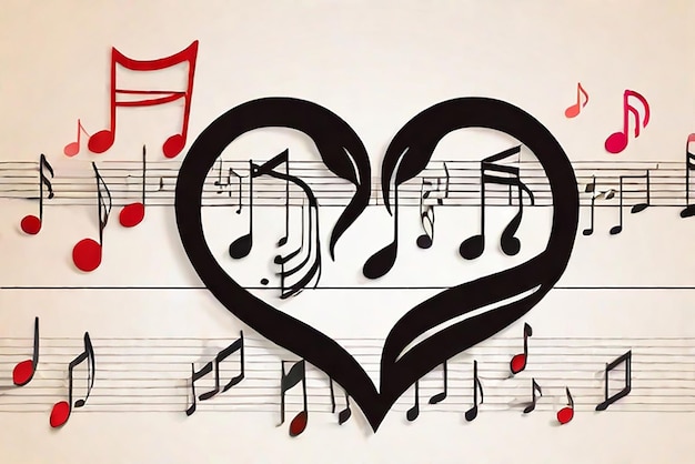 Create an image based on the name Lyric Love Hub with musical notes in the background of a heart