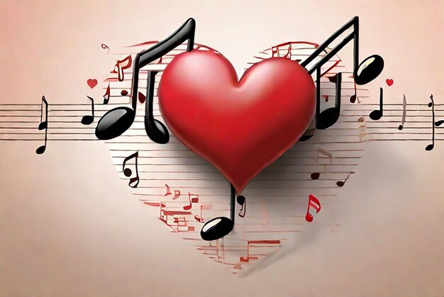 Photo create an image based on the name lyric love hub with musical notes in the background of a heart