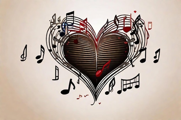 Create an image based on the name Lyric Love Hub with musical notes in the background of a heart