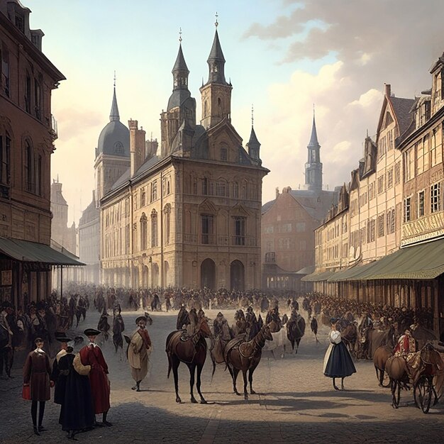 Premium AI Image Create An Image Of A Bustling City Square In The 1800s premium-ai-image-create-an-image-of-a-bustling-city-square-in-the-1800s