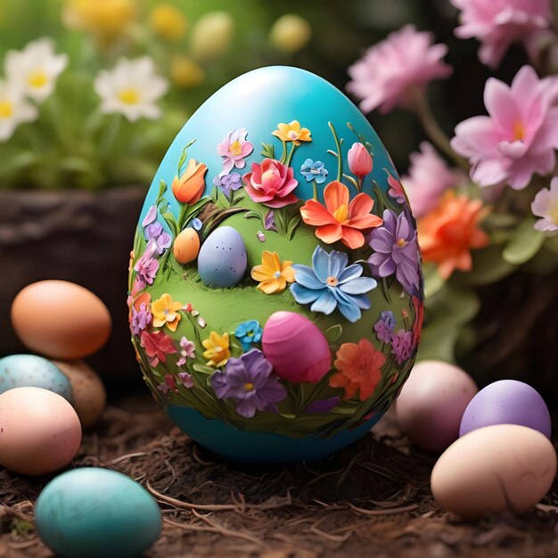 Photo create an image of a colorful easter egg hunt in a blooming garden