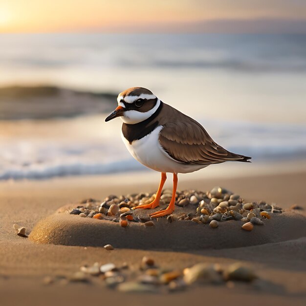 create image of ringed plover on the beach generated by AI