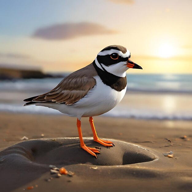 create image of ringed plover on the beach generated by AI