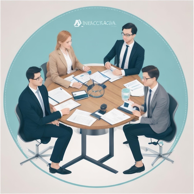 Create an image symbolizing collaboration between 3 persons an entrepreneur tax consultant and tax