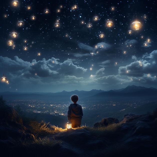 Create an image of twinkling stars lighting up