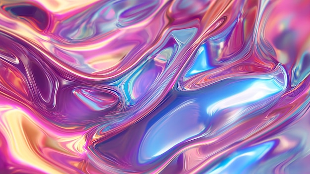 Create Infinity 3d liquid chrome background With iridescent fluid chrome mirror surface