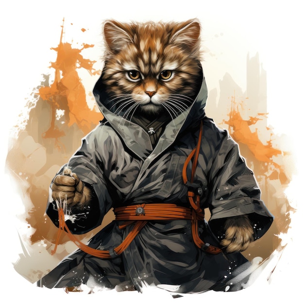 Create a kung fu cat in a martial arts pose