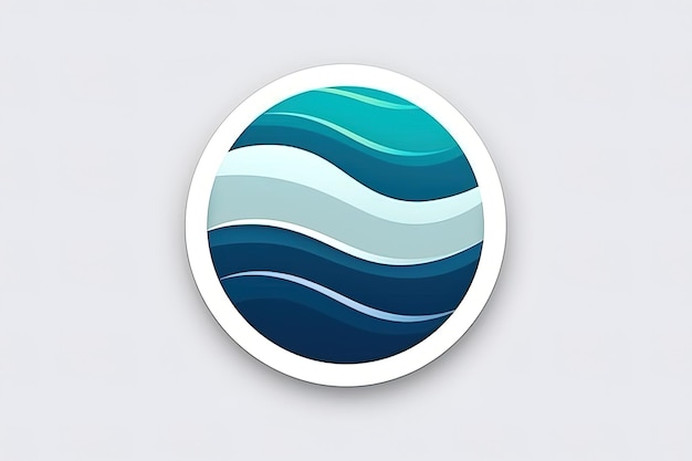 Create a minimalistic suitable for use as a website icon or logo on white background Motif of ocean blue waves Generative AI
