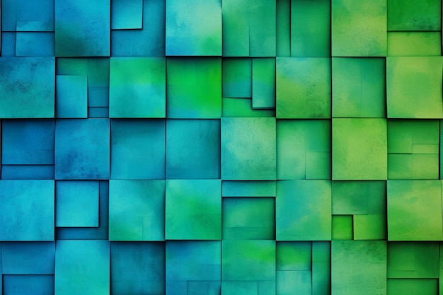 파란색과 초록색의 그라디언트가 있는 사각형 패턴을 만니다.