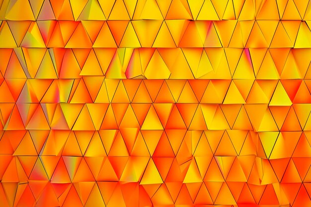 Create a pattern of triangles with a gradient of orange and yellow colors