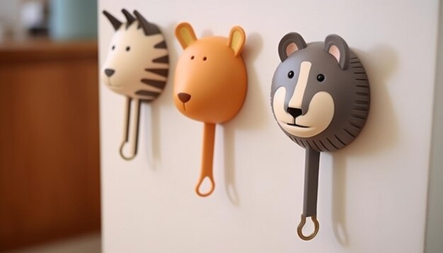 Foto creare una serie di ganci a parete a forma di animali stampabili in 3d per appendere chiavi borse o accessori ogni gancio può presentare un diverso disegno di animale carino 14