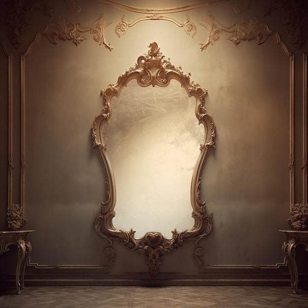 사진 빈 벽에 비슷한 종류의 거울을 만니다.