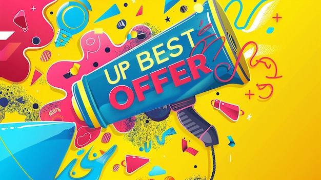 create the slogan up to 50 best offer in the design style of a sale
