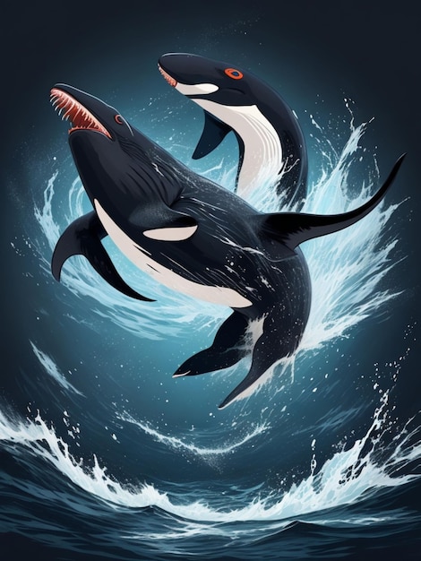 Foto crea un'illustrazione vettoriale unica e visivamente descrittiva di un'orca feroce