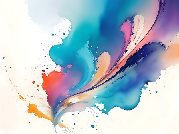 Create a visually stunning image featuring abstract watercolor swirls and splashes