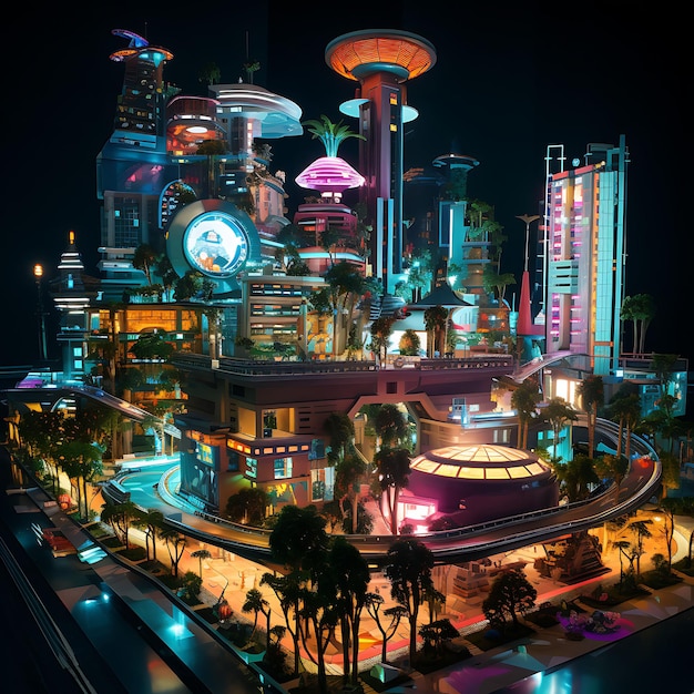 Create a vivid and enchanting scene of a futuristic metropolis at dusk where sleek skyscrapers