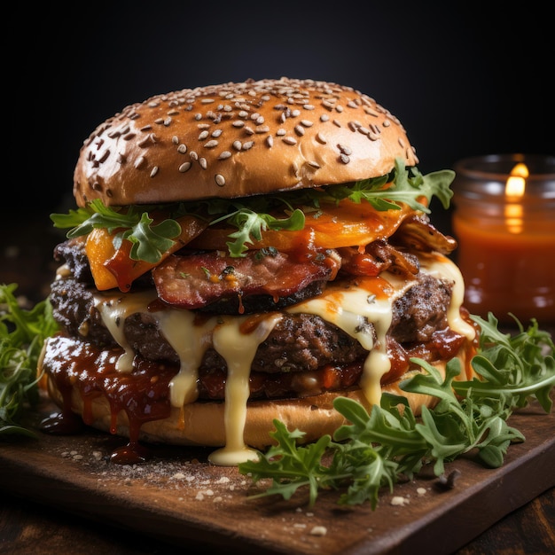 Creatief culinair meesterwerk Big Burger met innovatief ontwerp Generatieve AI