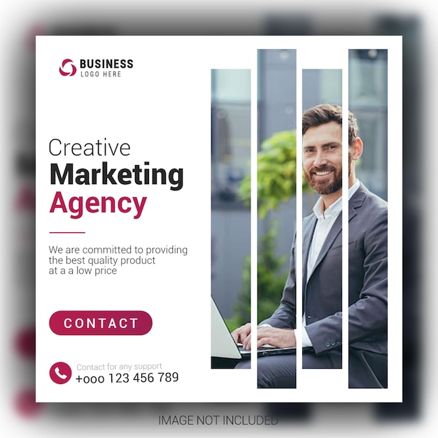 Creatief digitaal marketingbureau en zakelijke sociale media instagram post sjabloon