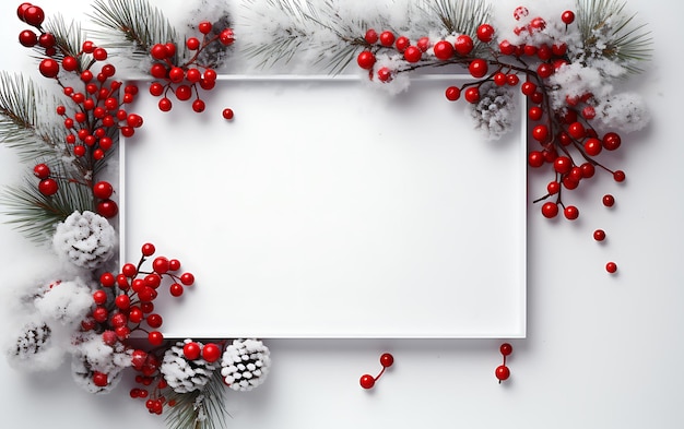 Creatief frame gemaakt van kerstspar takken geschenkdoos