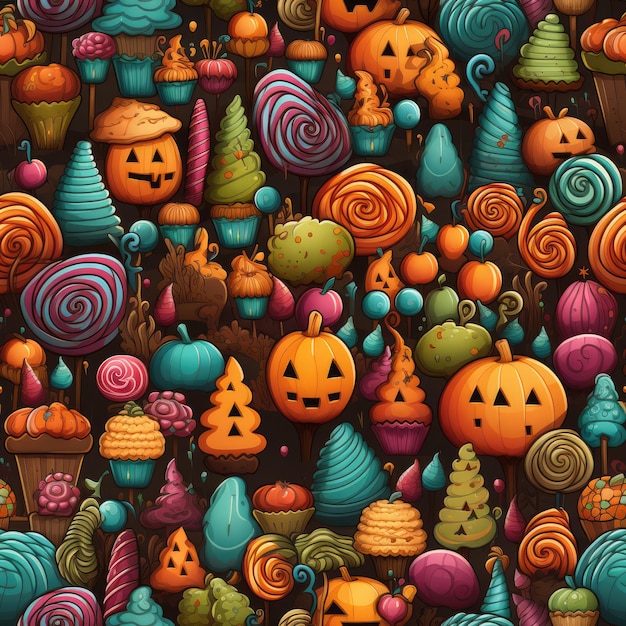 Creatief Halloween Spooky Naadloos Patroon