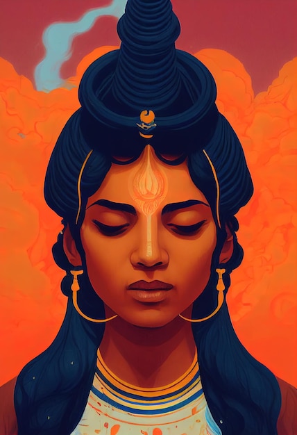 Creatief kleurenportret van Shiva Indiaas portret van God Shiva