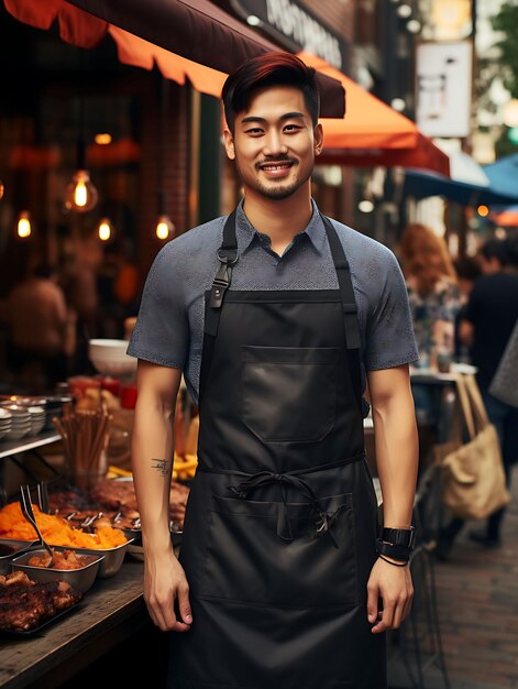 Creatief model van een Chef Apron Street Scene Concept vastgelegd met een uniform collectie ontwerp