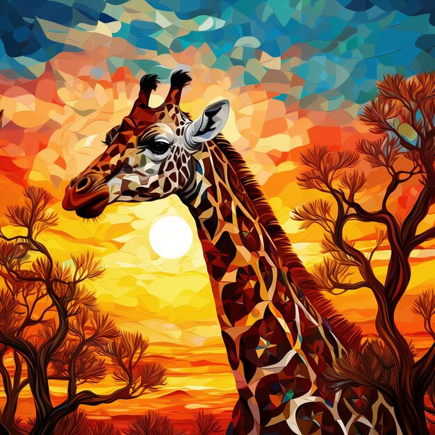 creatief portret en illustratie van de giraffe