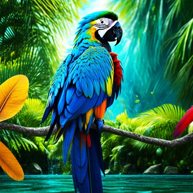 Creatief schilderij van papegaai