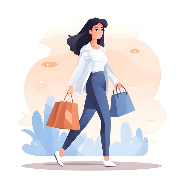 Creatief shopping illustratieontwerp in moderne en minimalistische platte vector stijl kunst