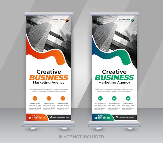 Creatief zakelijk marketingbureau roll-up banner of abstract stand corporate banner-sjabloon