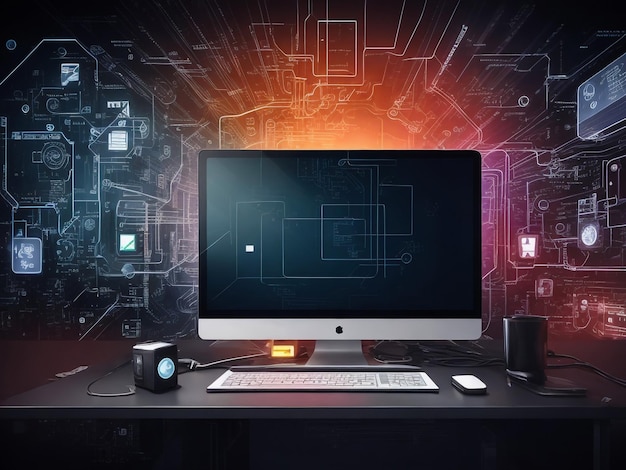 Foto creatieve code schedel schets op moderne laptop monitor diefstal van persoonlijke gegevens en malware concept 3d rendering