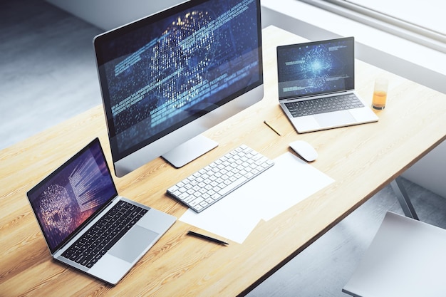 Creatieve code schedelschets op moderne laptop monitor diefstal van persoonlijke gegevens en malware concept 3D Rendering