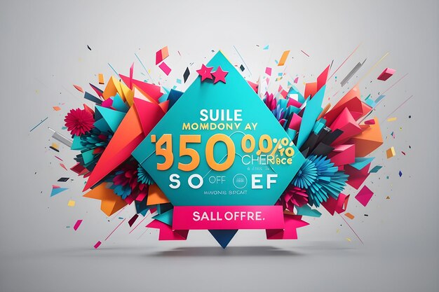 Creatieve Cyber Monday Shopping Sales Banner Design Illustratie Hoge kwaliteit AI Genereer afbeelding