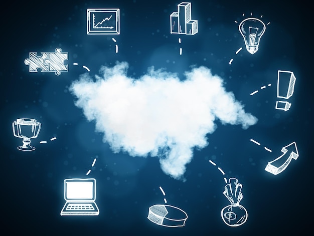 Creatieve digitale cloudcomputing achtergrond Technologie- en innovatieconcept