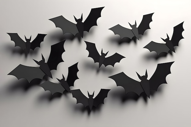 Foto creatieve halloween vleermuis papier cut art op grijze achtergrond