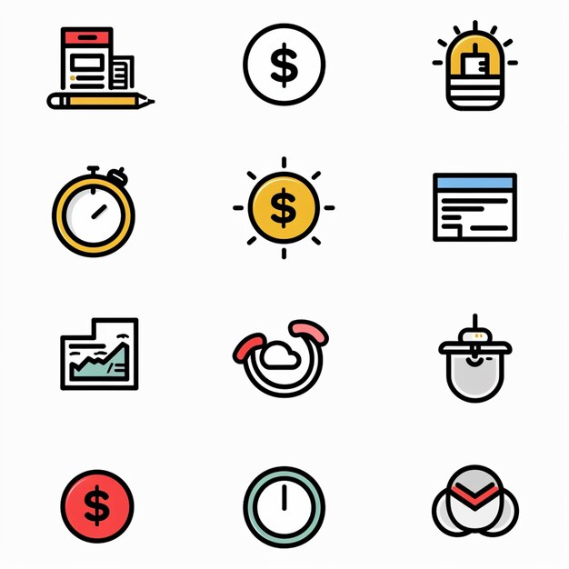 Creatieve Icon Set titels voor mobiele app ontwerpen