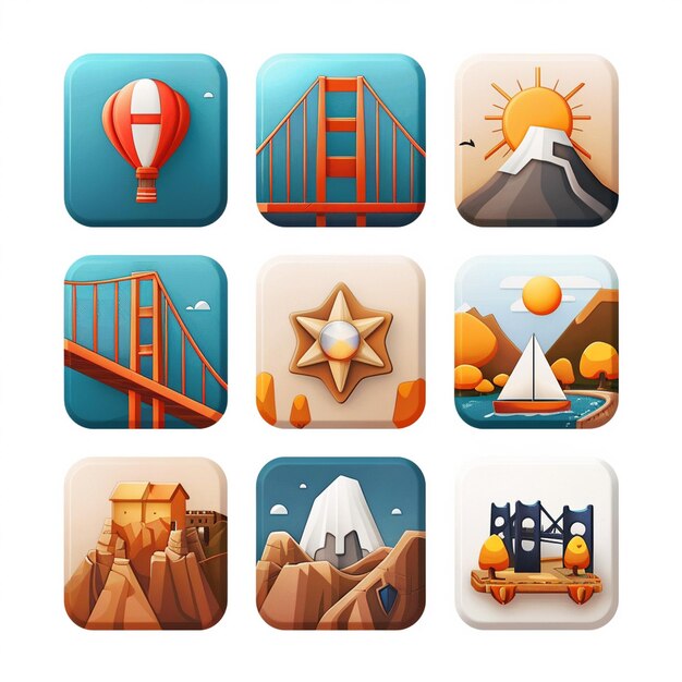 Foto creatieve icon set titels voor mobiele app ontwerpen