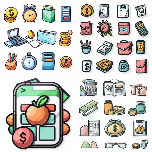 Creatieve Icon Set titels voor mobiele app ontwerpen